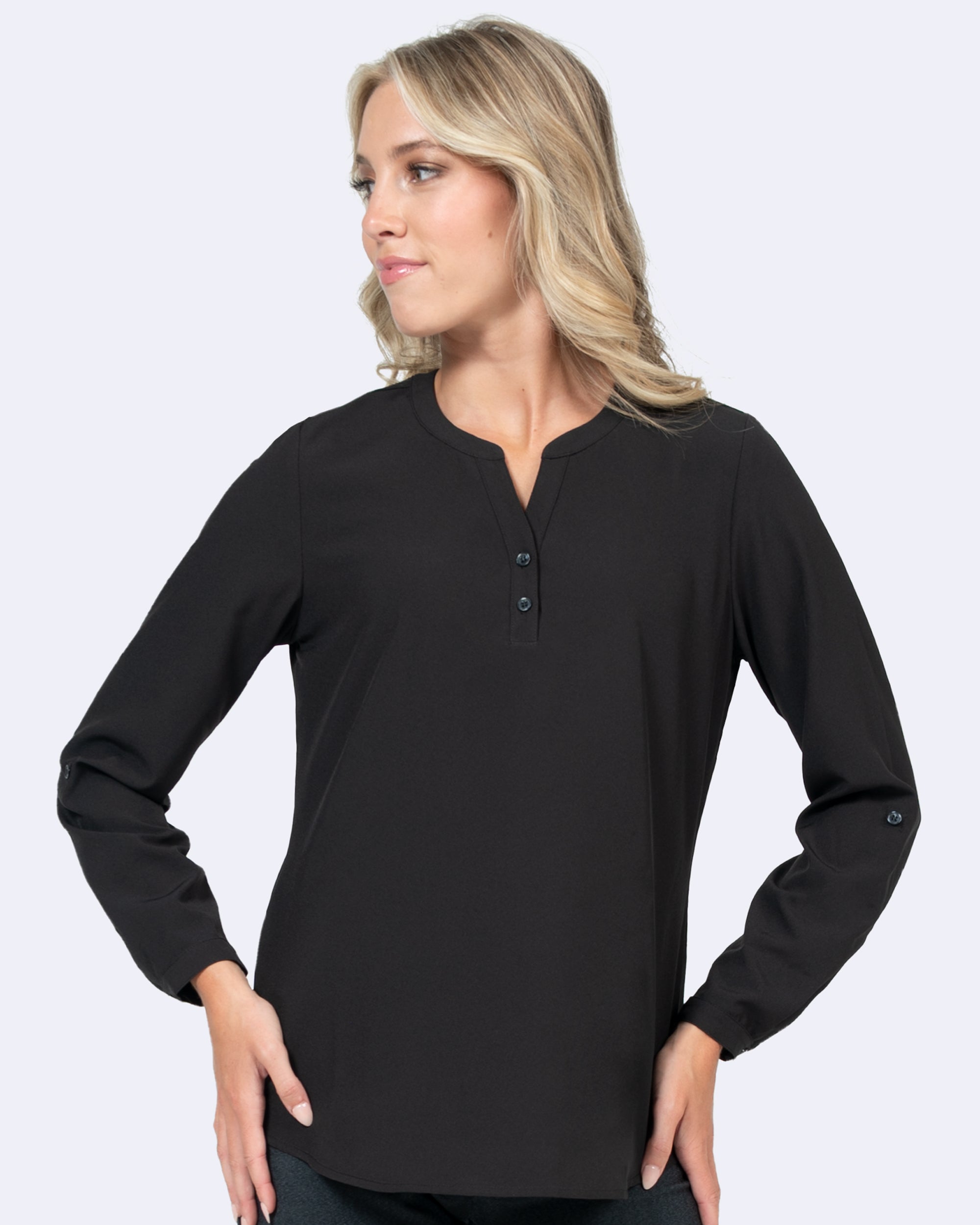 Stretch Blouse with 3/4 Roll Sleeves (1035)