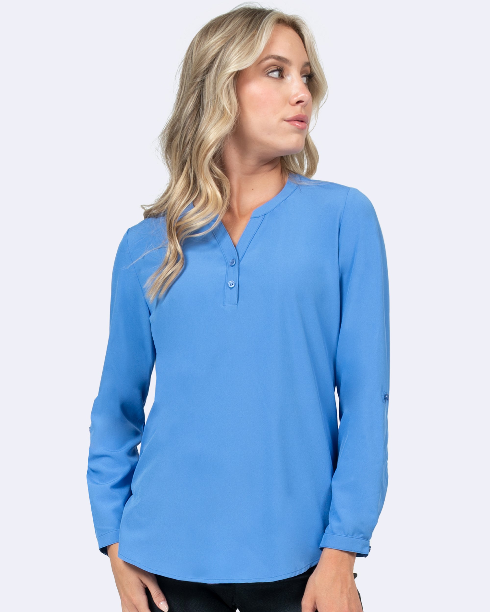 Stretch Blouse with 3/4 Roll Sleeves (1035)