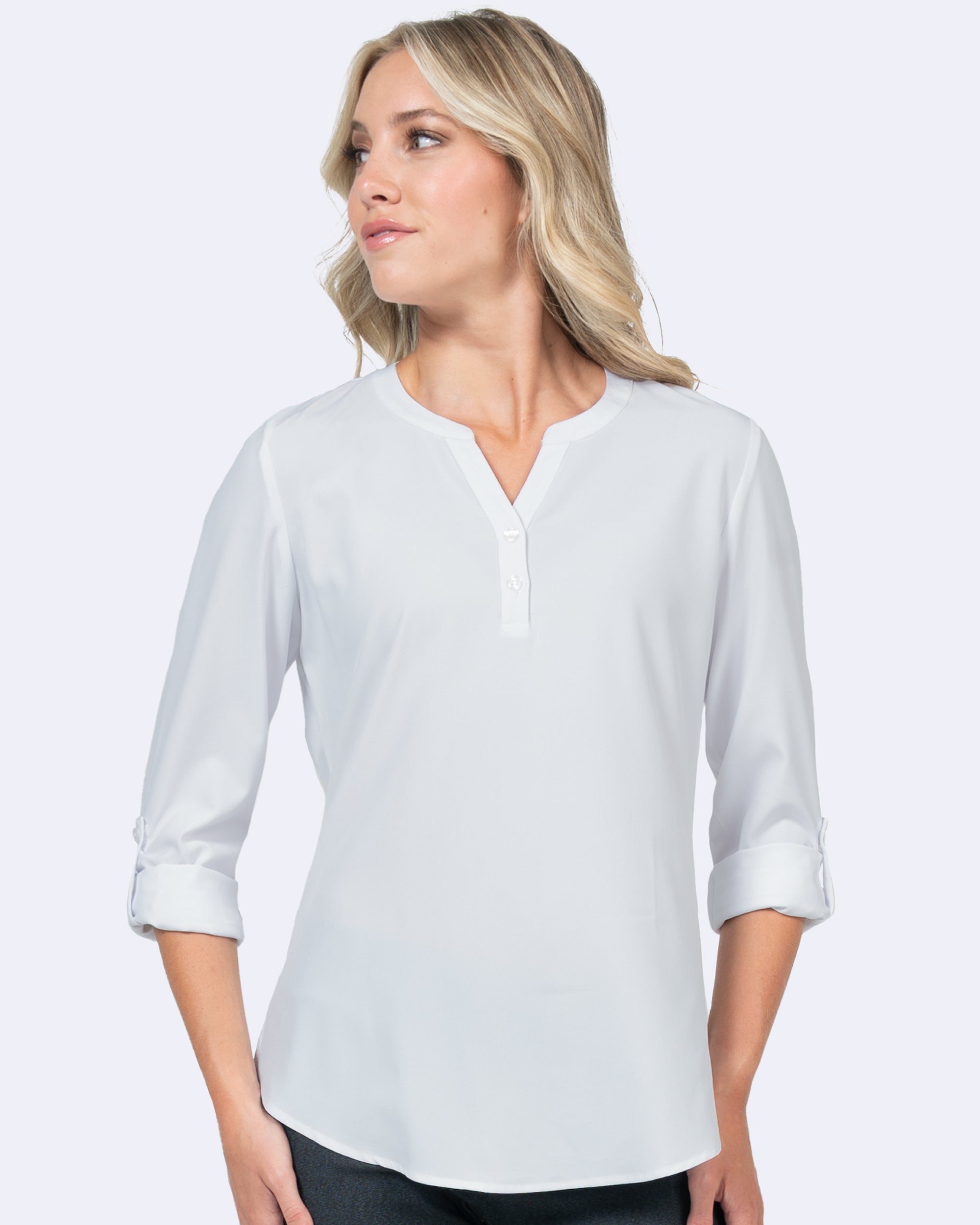 Stretch Blouse with 3/4 Roll Sleeves (1035)